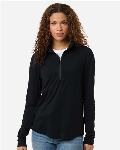 North End NE405W Women's JAQ Stretch Performance Quarter-Zip - Black/ Carbon - model front