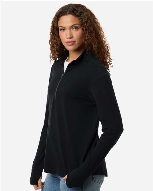 North End NE405W Women's JAQ Stretch Performance Quarter-Zip - Black/ Carbon - model side