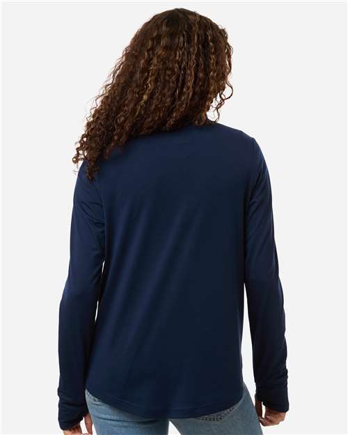 North End NE405W Women's JAQ Stretch Performance Quarter-Zip - Classic Navy/ Carbon - model back