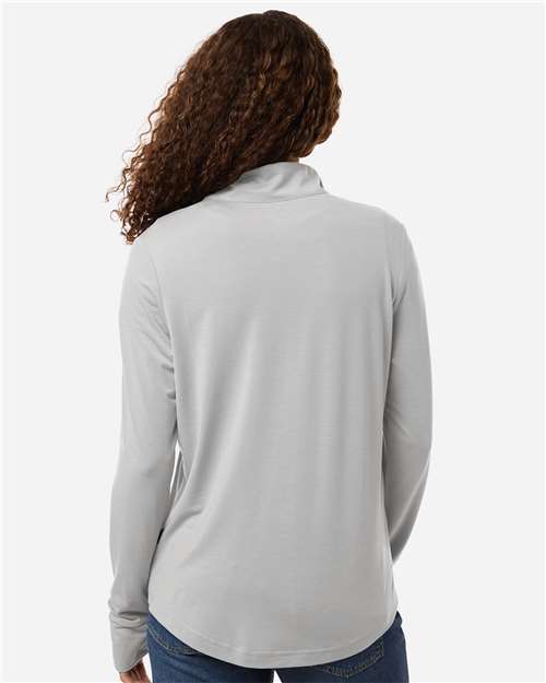 North End NE405W Women's JAQ Stretch Performance Quarter-Zip - Platinum/ Carbon - model back