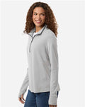 North End NE405W Women's JAQ Stretch Performance Quarter-Zip - Platinum/ Carbon - model side