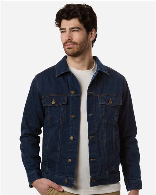 Harriton M75 Unisex Cooper Denim Jacket - Dark Denim - model front