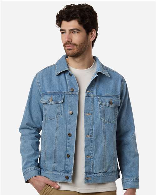 Harriton M75 Unisex Cooper Denim Jacket - Light Denim - model front