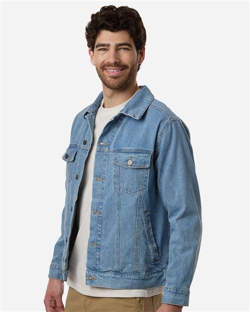 Harriton M75 Unisex Cooper Denim Jacket - Light Denim - model side