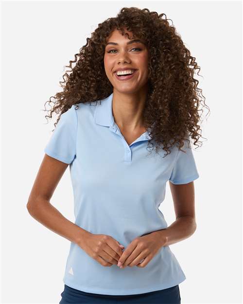 Adidas A431 Women's Performance Piqué Polo - Glow Blue - model front