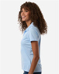 Adidas A431 Women's Performance Piqué Polo - Glow Blue - model side