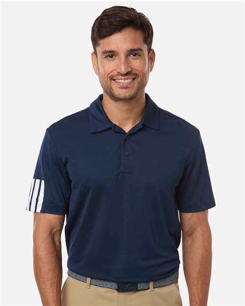 Adidas A719 Men's Performance 3-Stripes Climacool Polo - Collegiate Navy - model front
