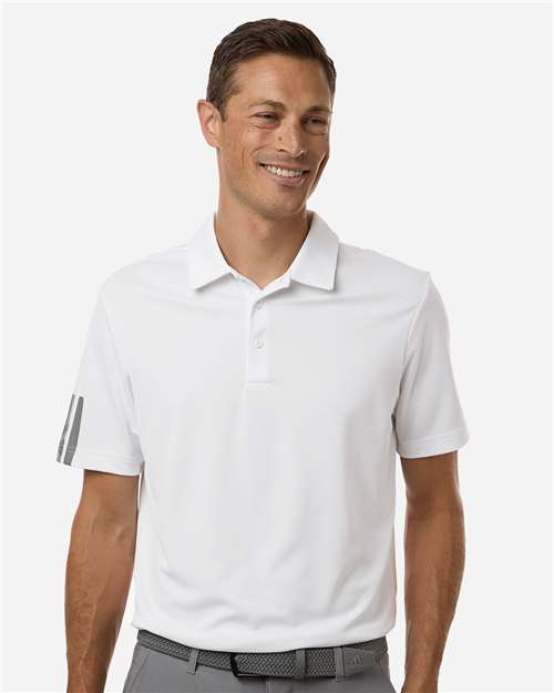 Adidas A719 Men's Performance 3-Stripes Climacool Polo - White - model front