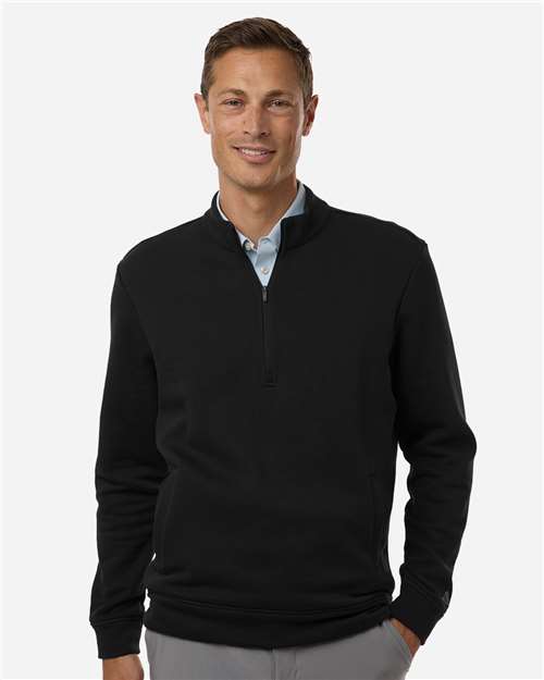 Adidas A721 Men's Elevated Fleece Quarter-Zip Pullover - Black - model front