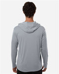 AllPro 48510 Unisex Pro-Lock Performance Hooded Long Sleeve T-Shirt - Heather Steel - model back