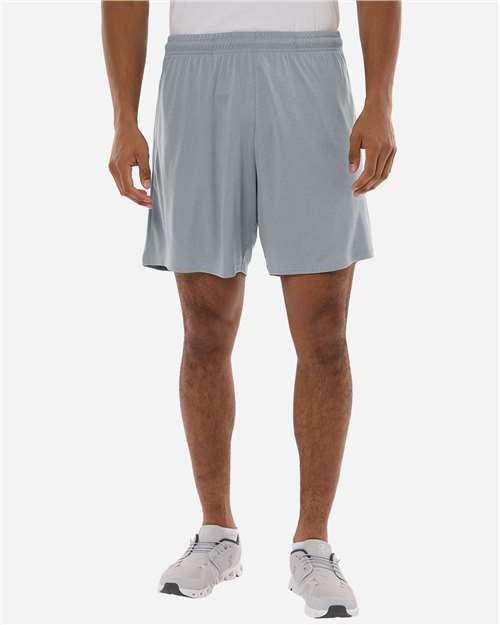 AllPro 48SH0 Men's Pro-Lock Performance 7" Shorts with Pockets - Heather Steel - model front