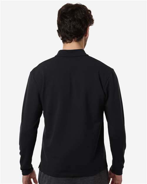 AllPro STF870 Men's Stretch Quarter-Zip Fleece Pullover - Black - model back
