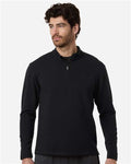 AllPro STF870 Men's Stretch Quarter-Zip Fleece Pullover - Black - model front