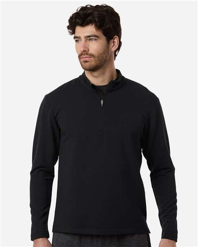 AllPro STF870 Men's Stretch Quarter-Zip Fleece Pullover - Black - model front