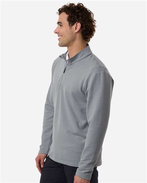 AllPro STF870 Men's Stretch Quarter-Zip Fleece Pullover - Heather Steel - model side