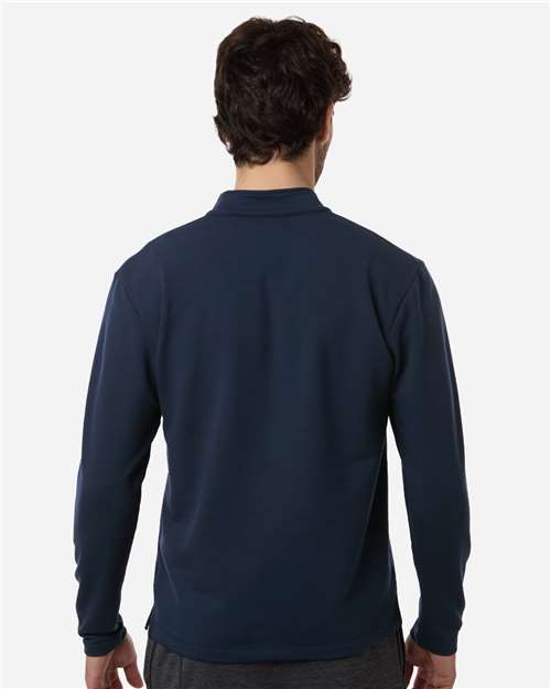 AllPro STF870 Men's Stretch Quarter-Zip Fleece Pullover - Navy - model back