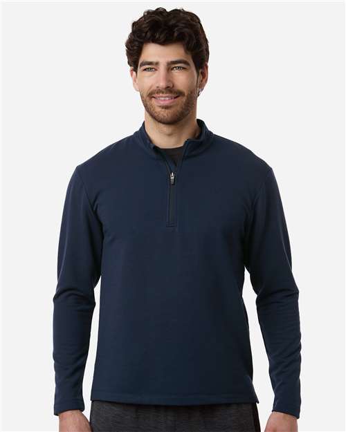 AllPro STF870 Men's Stretch Quarter-Zip Fleece Pullover - Navy - model front