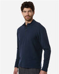AllPro STF870 Men's Stretch Quarter-Zip Fleece Pullover - Navy - model side