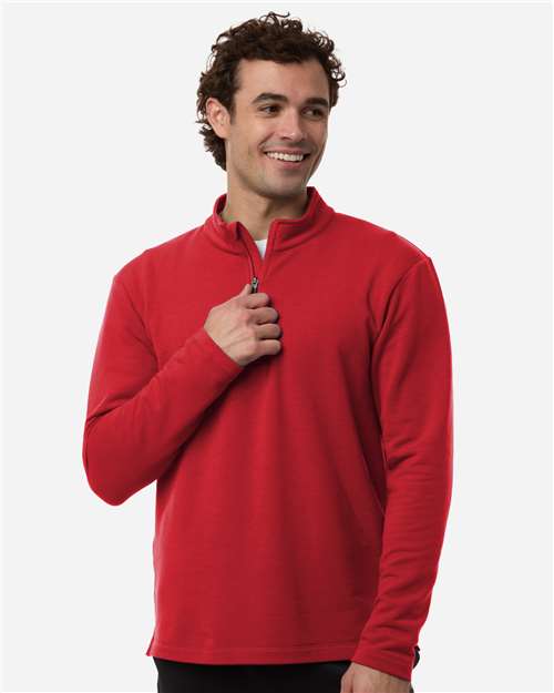 AllPro STF870 Men's Stretch Quarter-Zip Fleece Pullover - Red - model front