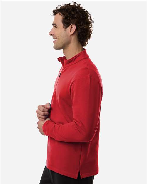 AllPro STF870 Men's Stretch Quarter-Zip Fleece Pullover - Red - model side