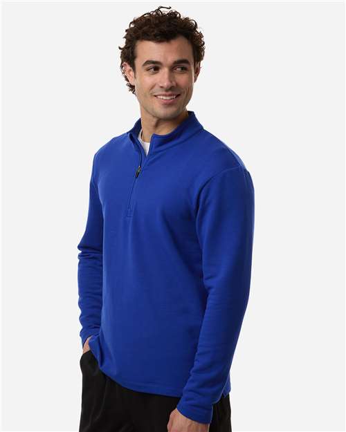AllPro STF870 Men's Stretch Quarter-Zip Fleece Pullover - Royal - model side