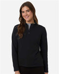 AllPro STF870L Women's Stretch Quarter-Zip Fleece Pullover - Black - model front