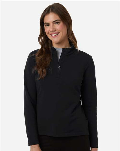 AllPro STF870L Women's Stretch Quarter-Zip Fleece Pullover - Black - model front