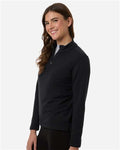 AllPro STF870L Women's Stretch Quarter-Zip Fleece Pullover - Black - model side