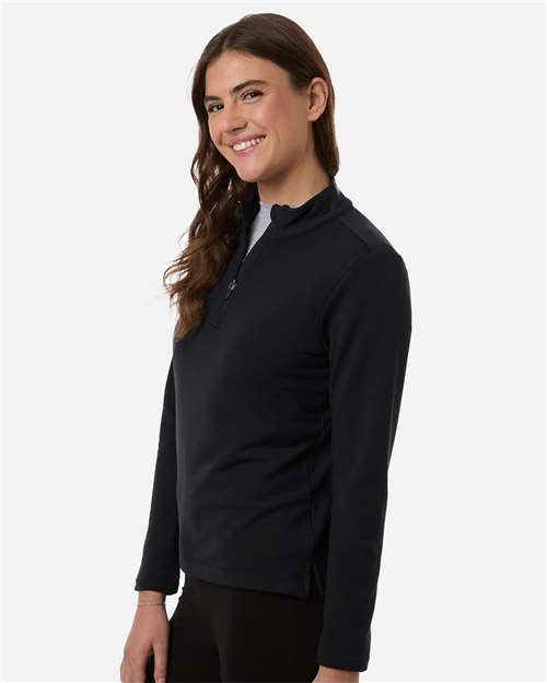 AllPro STF870L Women's Stretch Quarter-Zip Fleece Pullover - Black - model side