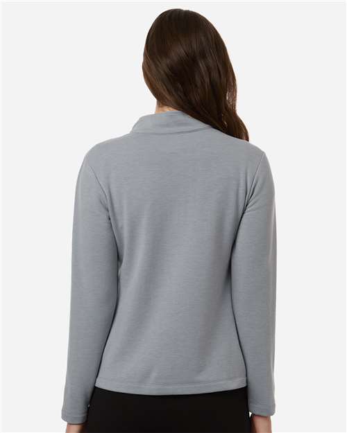 AllPro STF870L Women's Stretch Quarter-Zip Fleece Pullover - Heather Steel - model back