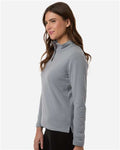 AllPro STF870L Women's Stretch Quarter-Zip Fleece Pullover - Heather Steel - model side