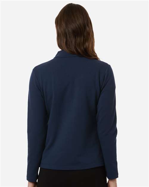 AllPro STF870L Women's Stretch Quarter-Zip Fleece Pullover - Navy - model back