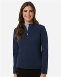 AllPro STF870L Women's Stretch Quarter-Zip Fleece Pullover - Navy - model front