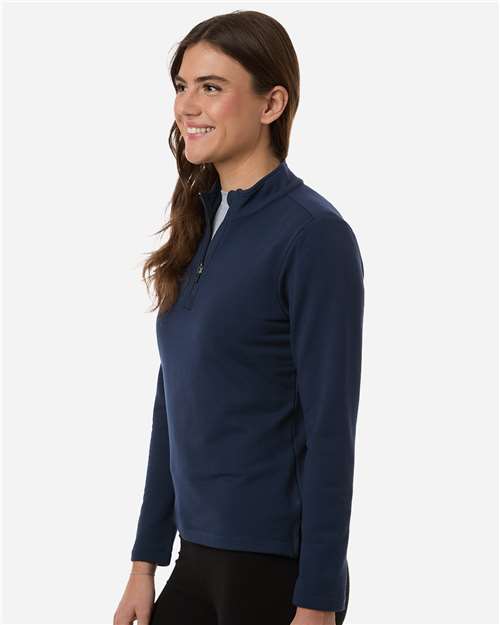 AllPro STF870L Women's Stretch Quarter-Zip Fleece Pullover - Navy - model side