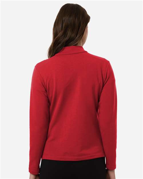 AllPro STF870L Women's Stretch Quarter-Zip Fleece Pullover - Red - model back