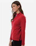 AllPro STF870L Women's Stretch Quarter-Zip Fleece Pullover - Red - model side
