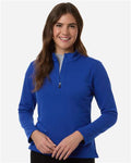 AllPro STF870L Women's Stretch Quarter-Zip Fleece Pullover - Royal - model front