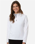 AllPro STF870L Women's Stretch Quarter-Zip Fleece Pullover - White - model front