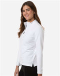 AllPro STF870L Women's Stretch Quarter-Zip Fleece Pullover - White - model side