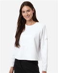 Adidas A1014 Women's Beyond Side-Snap Crewneck Sweatshirt - White - model front