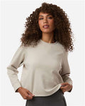 Adidas A1014 Women's Beyond Side-Snap Crewneck Sweatshirt - Wonder Alumina - model front