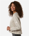 Adidas A1014 Women's Beyond Side-Snap Crewneck Sweatshirt - Wonder Alumina - model side