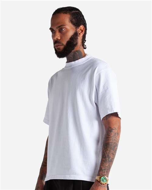 Shaka Wear SHMCS Unisex Max Heavyweight Cropped T-Shirt - White - model side
