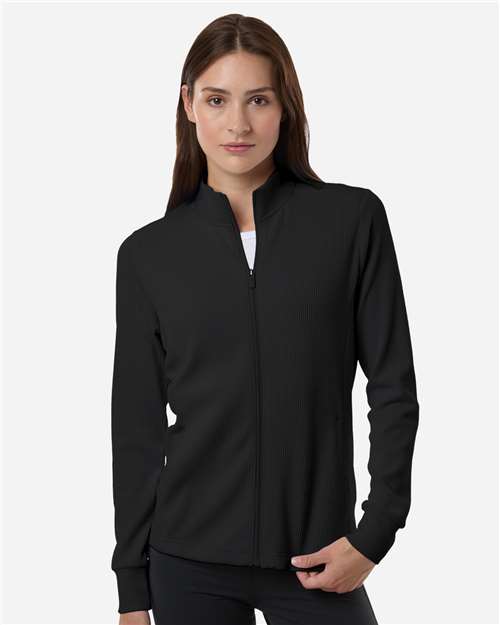 Adidas A1015 Women's Performance Textured Full-Zip Jacket - Black - model front