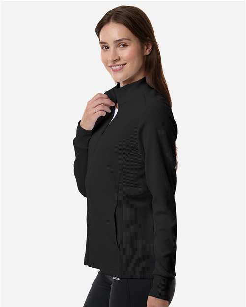 Adidas A1015 Women's Performance Textured Full-Zip Jacket - Black - model side