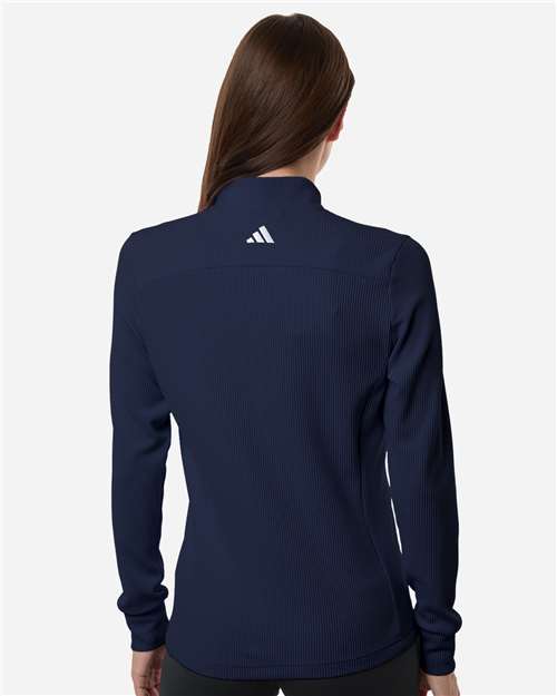 Adidas A1015 Women's Performance Textured Full-Zip Jacket - Collegiate Navy - model back