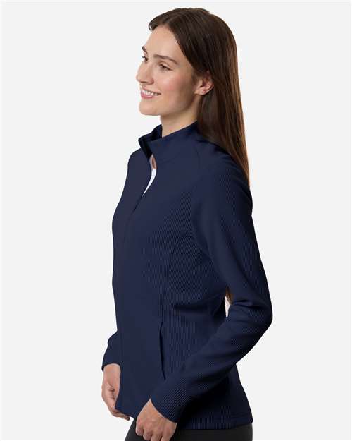 Adidas A1015 Women's Performance Textured Full-Zip Jacket - Collegiate Navy - model side