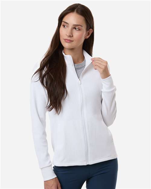 Adidas A1015 Women's Performance Textured Full-Zip Jacket - White - model front