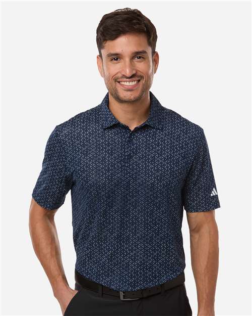 Adidas A2023 Men's Ultimate365 Mesh Tango Print Climacool Polo - Collegiate Navy/ White - model front