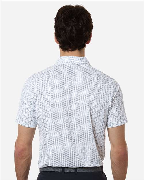 Adidas A2023 Men's Ultimate365 Mesh Tango Print Climacool Polo - White/ Dusky Petrol - model back
